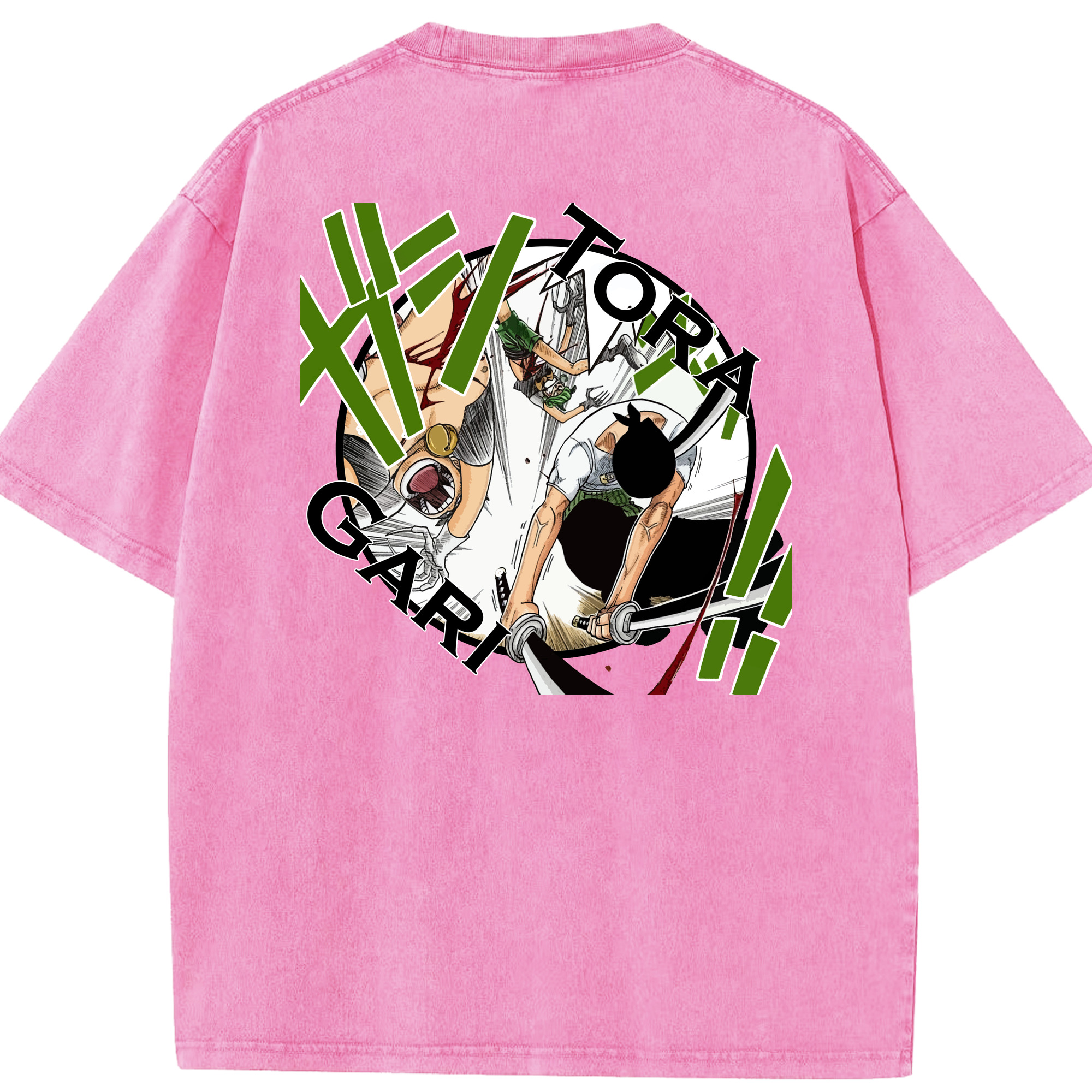 ワンピース ロロノア・ゾロ ONE PIECE Roronoa Zoro 綿100% ヴィンテージ風 半袖Tシャツ（背面プリント）